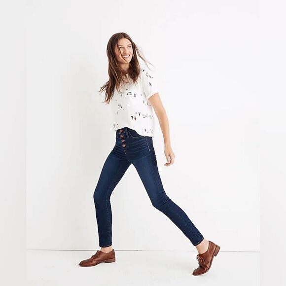 Madewell Denim - Madewell High Rise Skinny Exposed Button Fly Stretch Jean Hayes Wash J9491